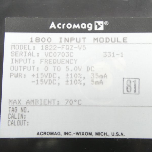 ACROMAG 1822-FQZ-V5 15VDC NSNP