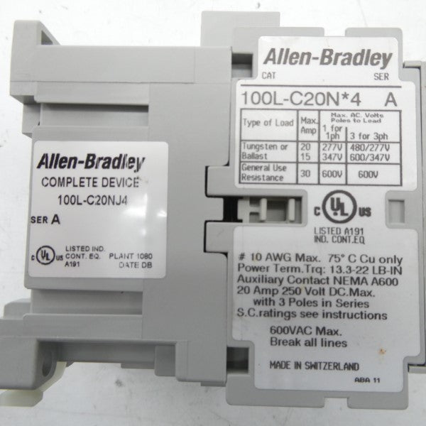 ALLEN BRADLEY 100L-C20NJ4 SER. A 24VDC NSNP
