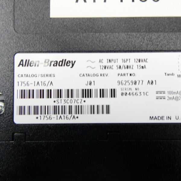 ALLEN BRADLEY 1756-IA16 SER. A F/W 3.2 120VAC REV. A01 NSMP