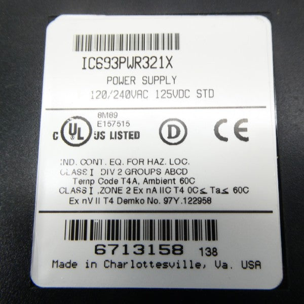 GE FANUC IC693PWR321X 120/240VAC NSMP