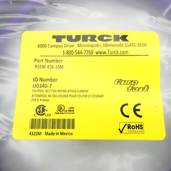 TURCK RSSW456-10M U0340-7 250V 4A NSMP