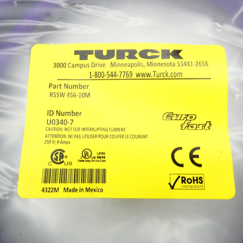 TURCK RSSW456-10M U0340-7 250V 4A NSMP