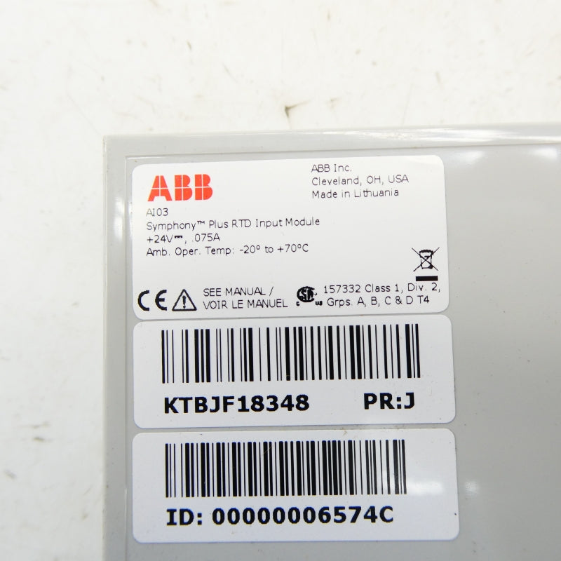 ABB AI03 24V 0.075A REV. J NSMP