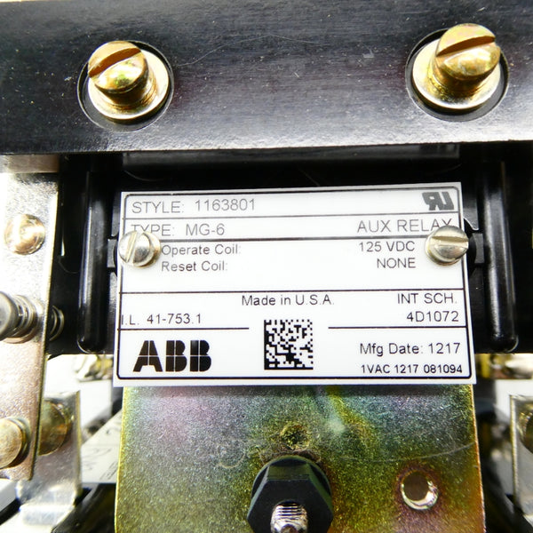 ABB 1163801 MG-6 125VDC NSNP
