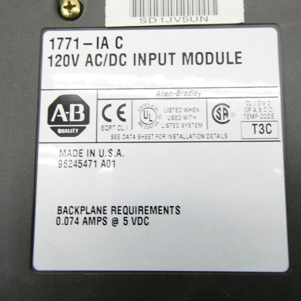 ALLEN BRADLEY 1771-IA SER. C 120VAC/DC NSNP