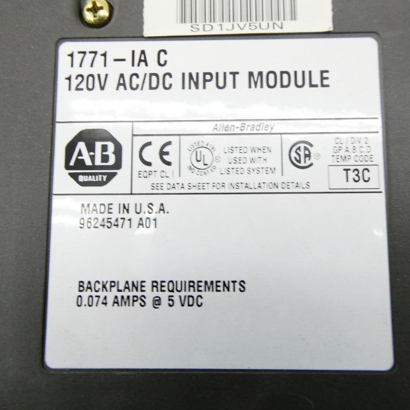 ALLEN BRADLEY 1771-IA SER. C 120VAC/DC NSNP