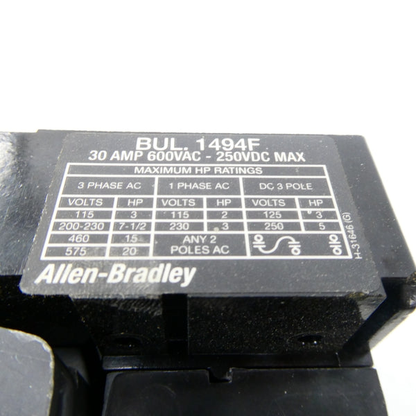 ALLEN BRADLEY 1494F 600VAC 30A NSNP