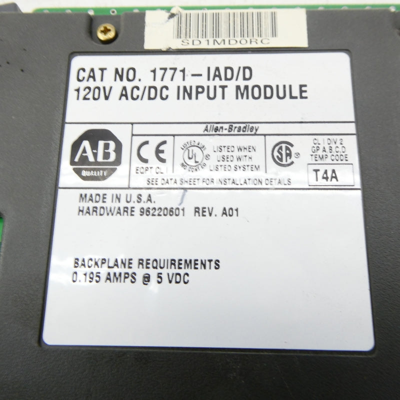 ALLEN BRADLEY 1771-IAD SER. D 120VAC/DC NSNP