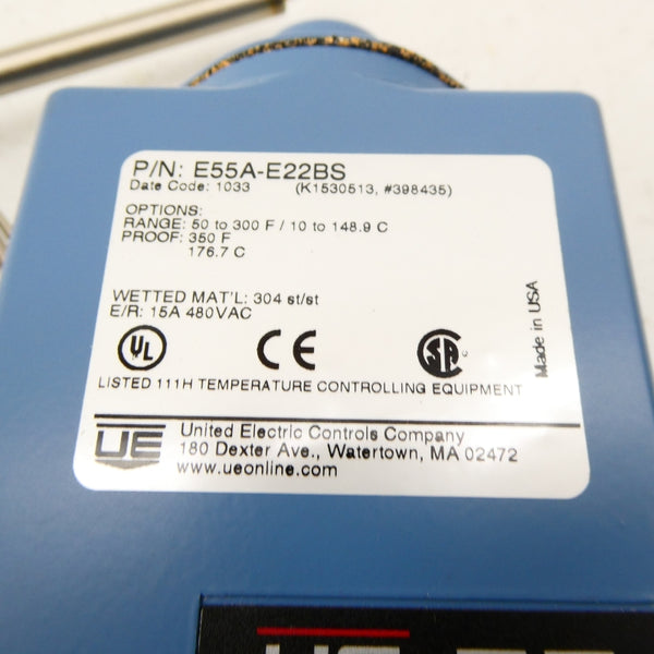 UNITED ELECTRIC E55A-E22BS 480VAC 15A 50/300'F NSMP