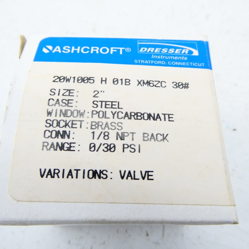 ASHCROFT 20W1005H01BXM6ZC30# 30PSI 2" NSMP