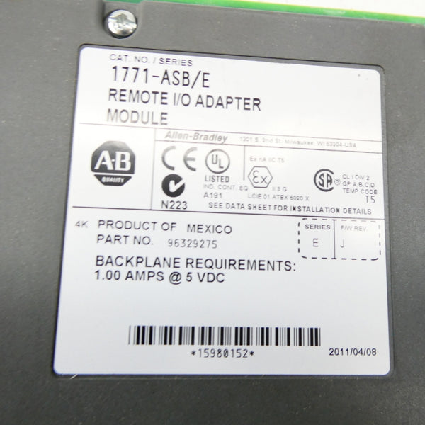 ALLEN BRADLEY 1771-ASB SER. E F/W J 5VDC NSNP