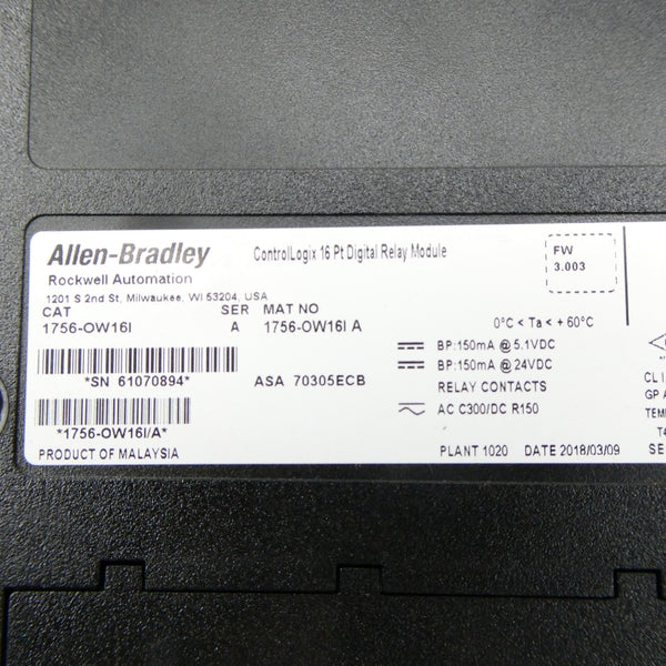 ALLEN BRADLEY 1756-OW16I SER. A F/W 3.003 24VDC NSNP