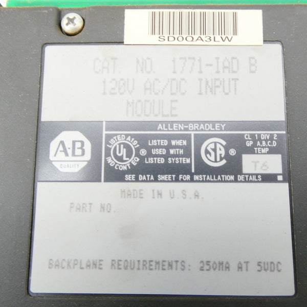 ALLEN BRADLEY 1771-IAD SER. B 120VAC/DC (AS PICTURED) NSNP