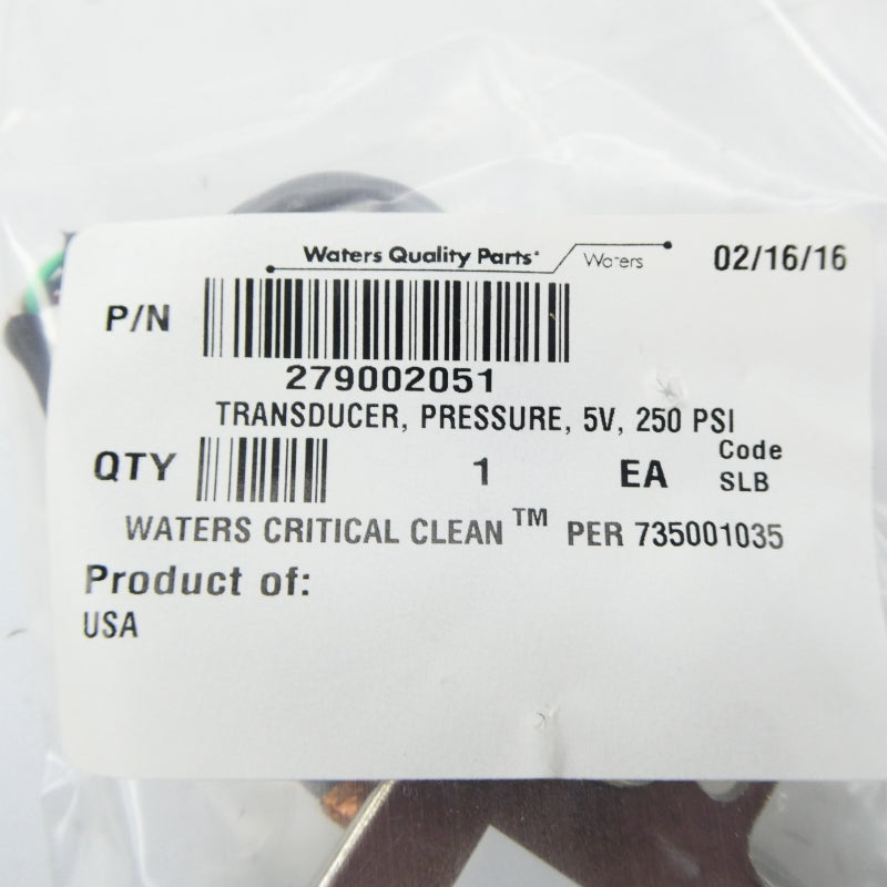 WATERS QUALITY PARTS 279002051 5V 250PSI NSMP