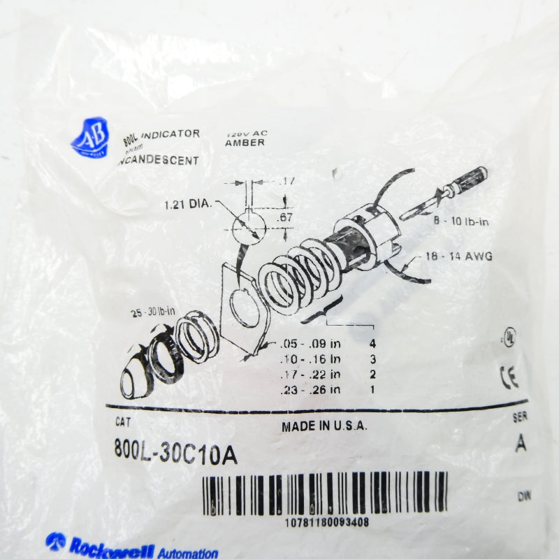 ALLEN BRADLEY 800L-30C10A SER. A 120VAC NSMP