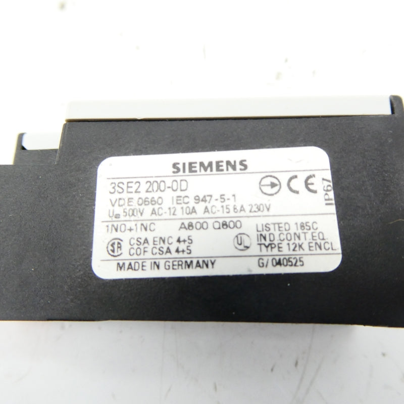SIEMENS 3SE2 200-0D 230VAC 6A NSNP
