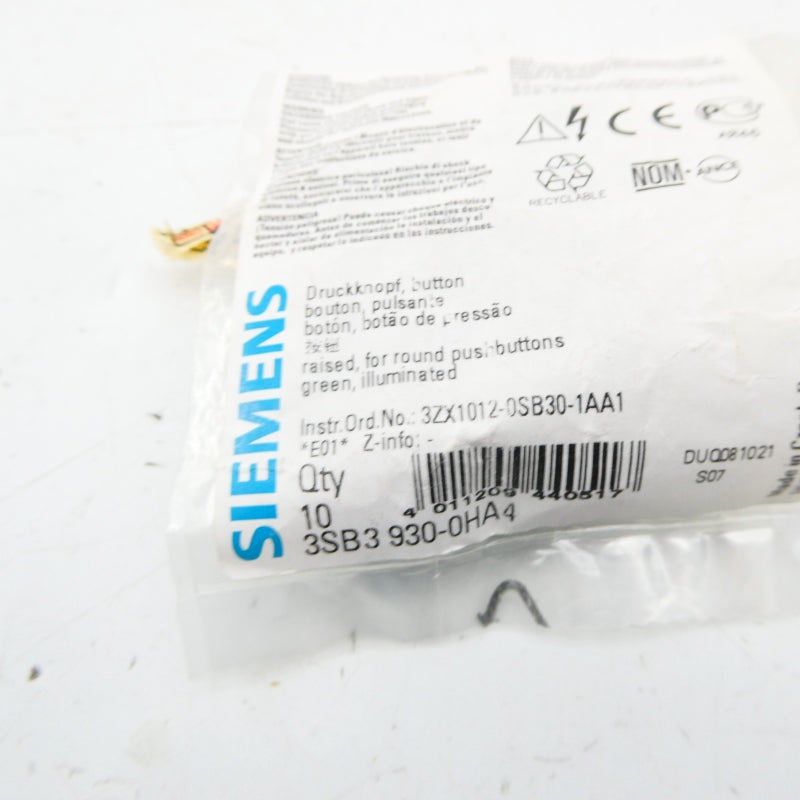 SIEMENS 3SB3 930-0HA4 (PKG OF 4) NSMP