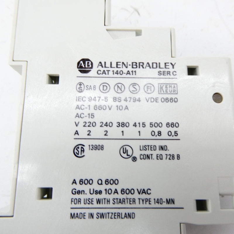 ALLEN BRADLEY 140-A11 SER. C 600VAC 10A (PKG OF 6) (BR/WH) NSMP