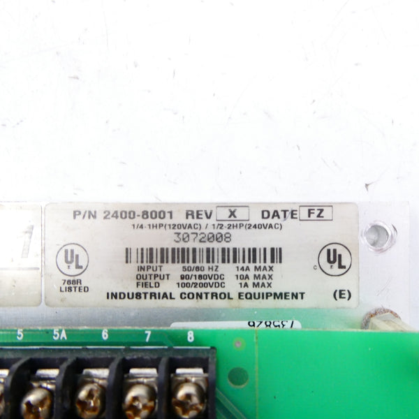 INDUSTRIAL CONTROL EQUIPMENT 2400-8001 120/240VAC REV. X UNMP