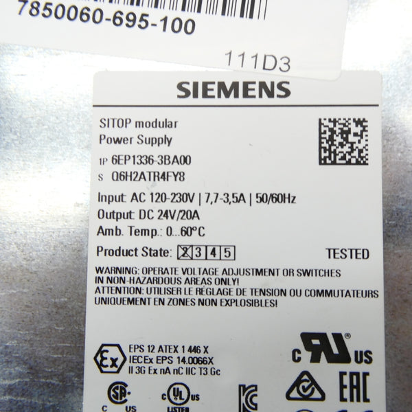 SIEMENS 6EP1 336-3BA00 120-230VAC 7.7-3.5A NSNP