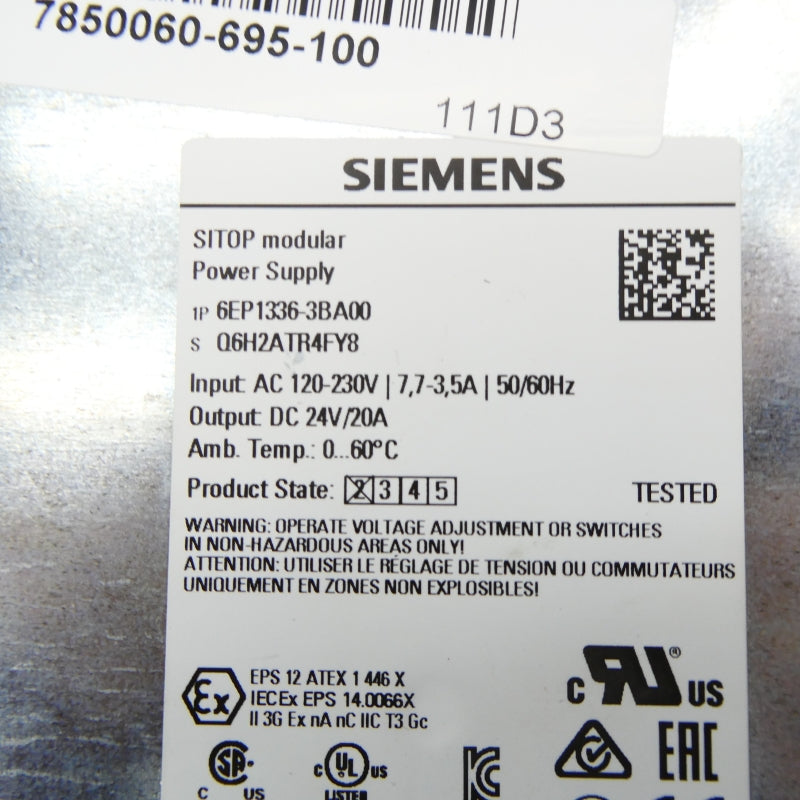 SIEMENS 6EP1 336-3BA00 120-230VAC 7.7-3.5A NSNP