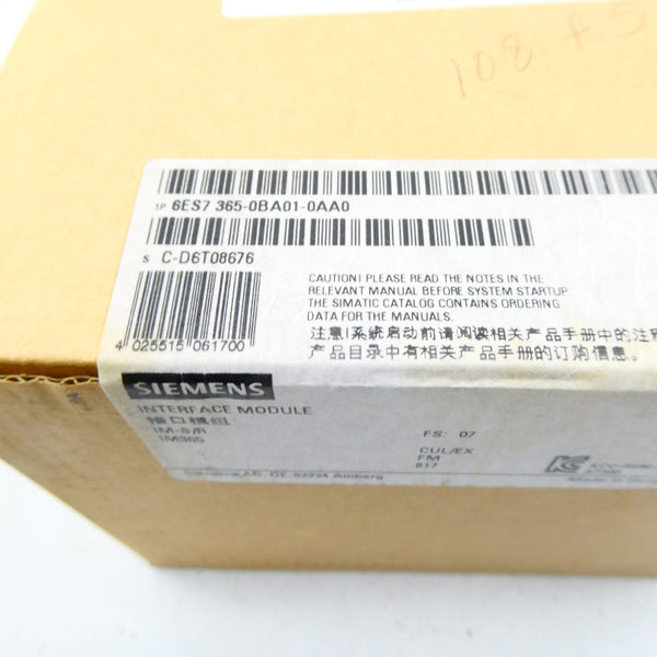 SIEMENS 6ES7 365-0BA01-0AA0 NSFS