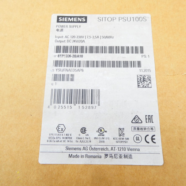 SIEMENS 6EP1336-2BA10 120-230VAC 7.5-3.5A NSFS