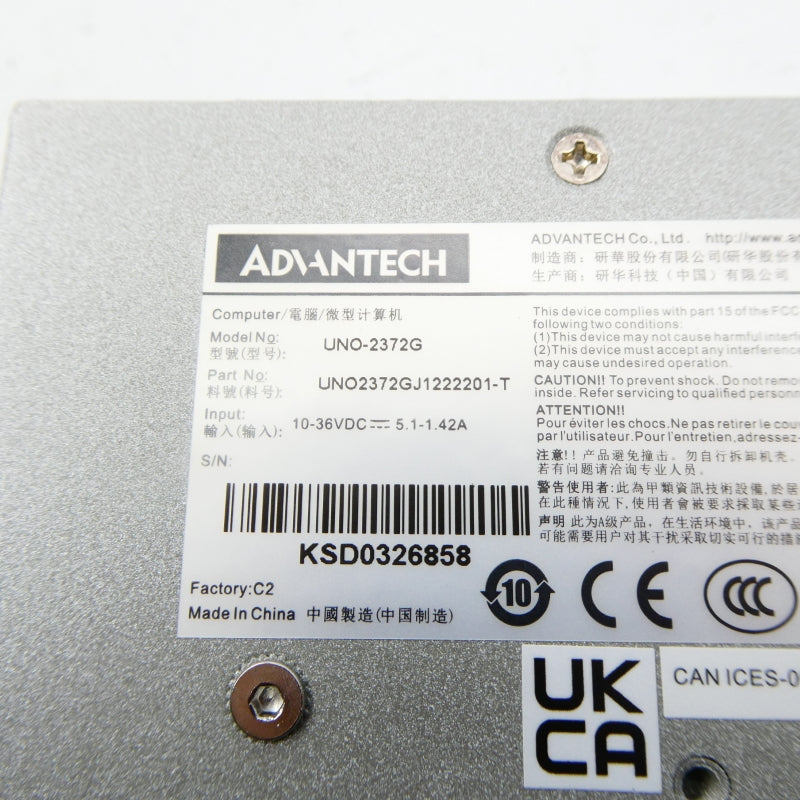 ADVANTECH UNO2372GJ1222201-T UNO-2372G 10-36VDC 1.42-5.1A NSNP