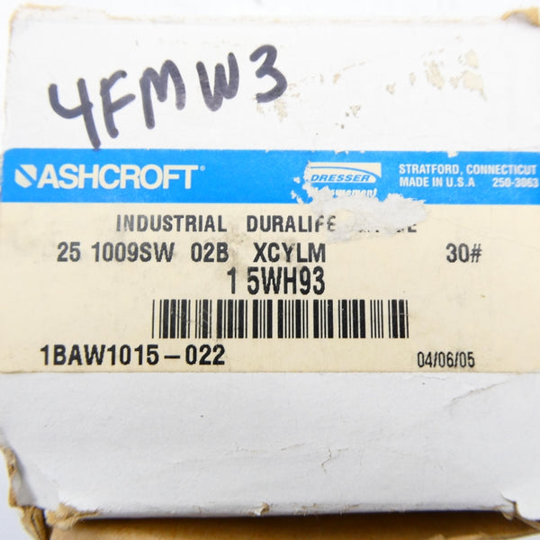 ASHCROFT 25 1009SW 02B XCYLM 30# 30PSI NSMP