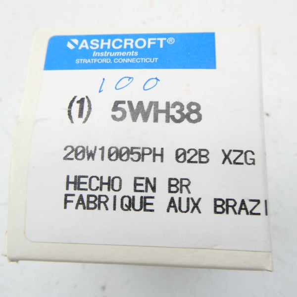 ASHCROFT 20W1005PH 02B XZG 100# 5WH38 0-100PSI NSMP