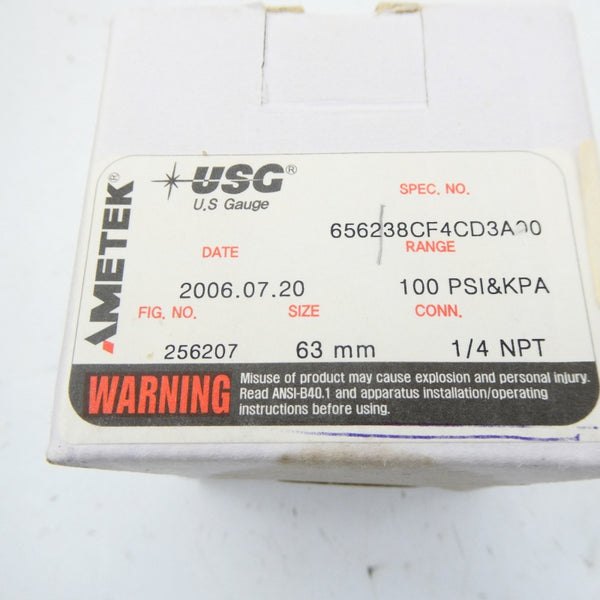 AMETEK 256207 656238CF4CD3A00 100PSI 63MM NSMP