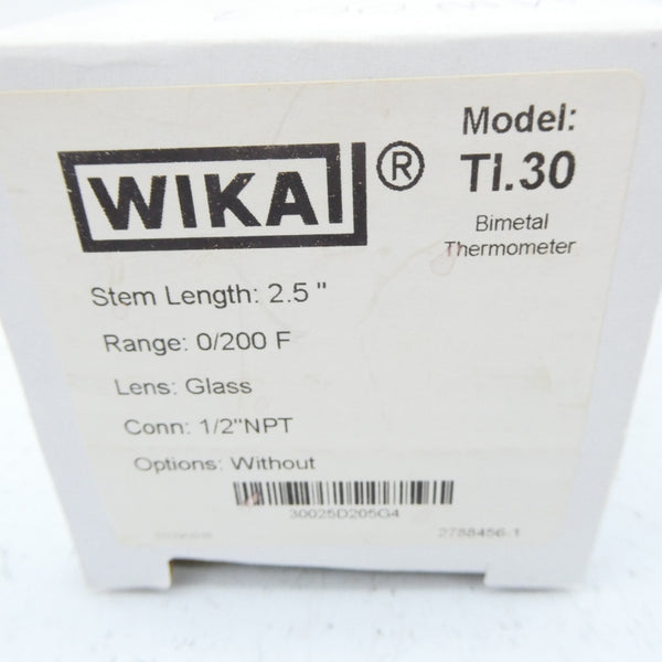 WIKA 30025D205G4 TI.30 0/200'F NSMP