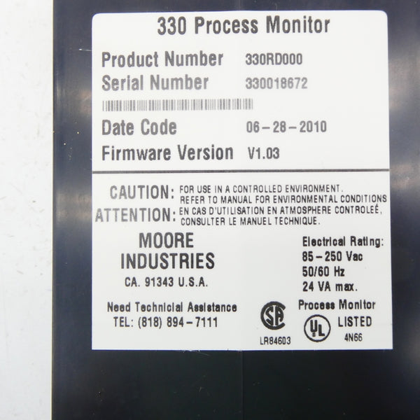 MOORE INDUSTRIES 330RD000 F/W V1.03 85-250VAC NSMP