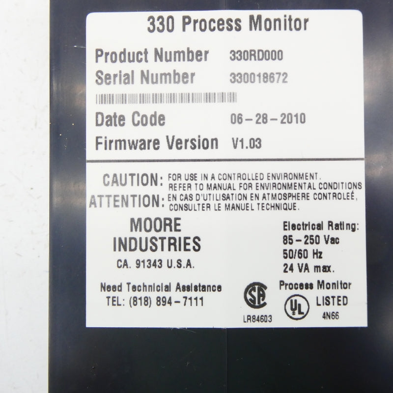 MOORE INDUSTRIES 330RD000 F/W V1.03 85-250VAC NSMP