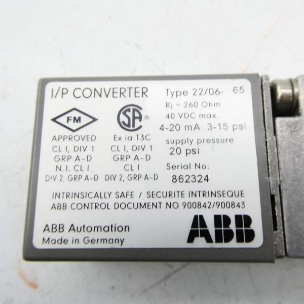 ABB 22/06-65 40VDC 3-15PSI UNMP