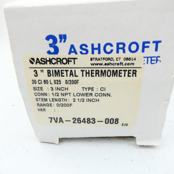 ASHCROFT 30 CI 60 L 025 0/200F 3" NSMP