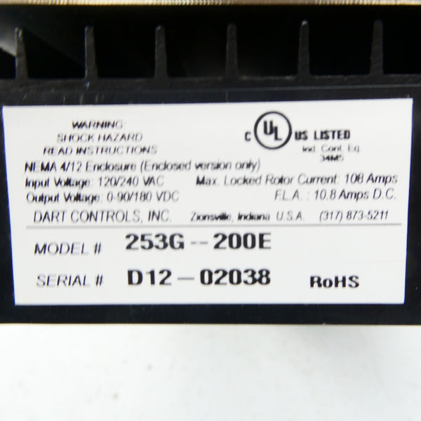 DART CONTROLS 253G-200E 120/240VAC 108A (AS PICTURED) NSNP