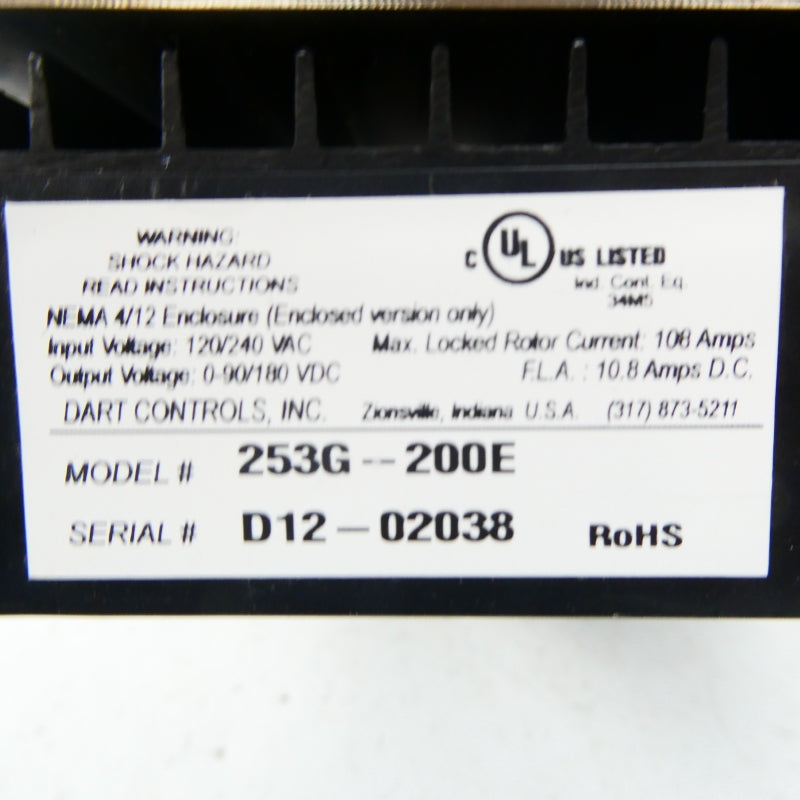 DART CONTROLS 253G-200E 120/240VAC 108A (AS PICTURED) NSNP
