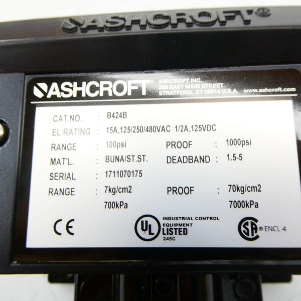 ASHCROFT B424B 480VAC 15A 100PSI NSMP