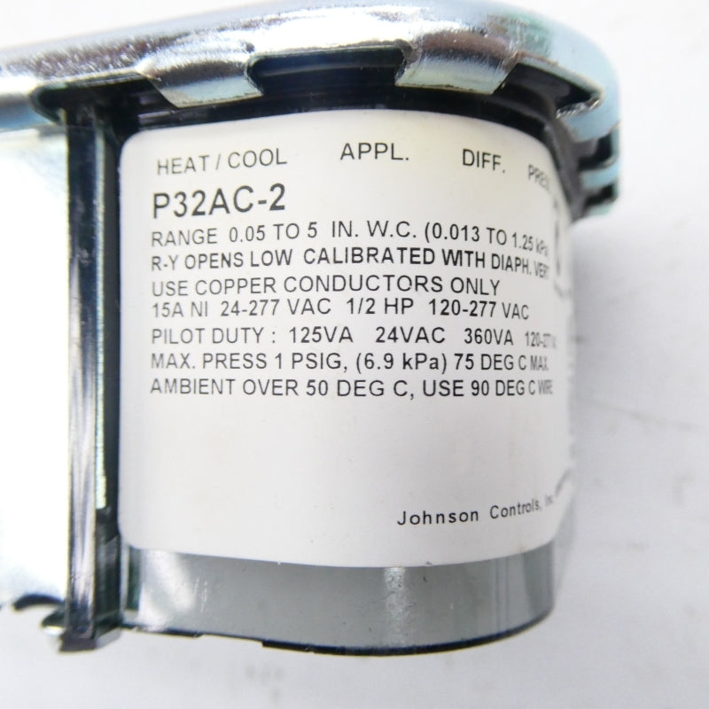 JOHNSON CONTROLS P32AC-2C 24-277VAC 15A 0.05-5INWC NSMP