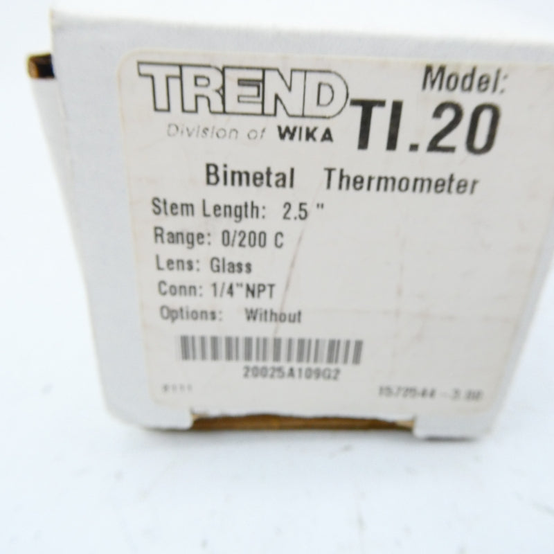 WIKA 20025A109G2 TI.20 0/200'C 2.5" NSMP