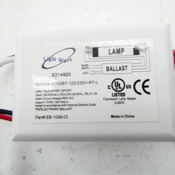 LIGHT WAVE EB-1008-03 GPH287-120/230V-RT-L 120/230VAC 0.33/0.20A NSNP