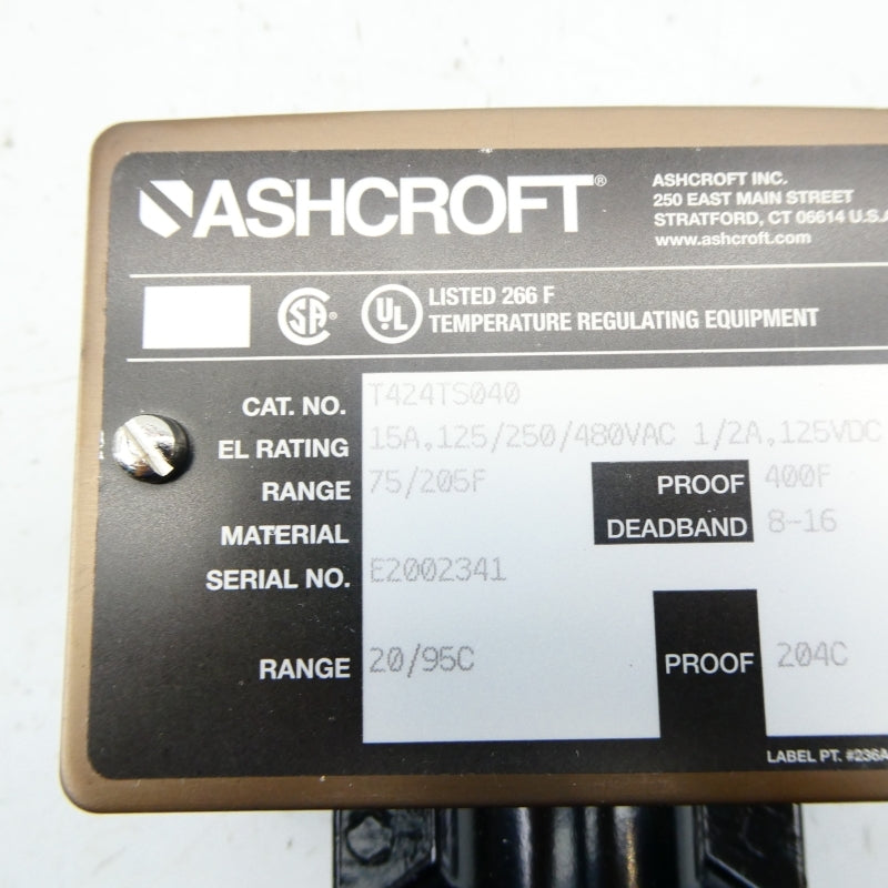 ASHCROFT T424TS040 480VAC 15A 75/205'F NSMP