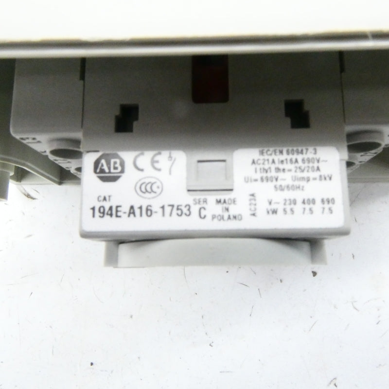 ALLEN BRADLEY 194E-Y16-1753-4N SER. C 690V 21A (BR/WH) NSMP