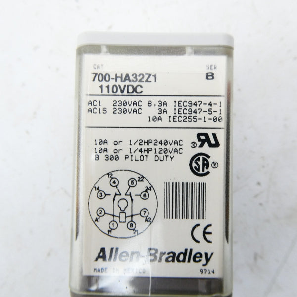 ALLEN BRADLEY 700-HA32Z1 SER. B 110VDC 10A (GY/BL) NSMP