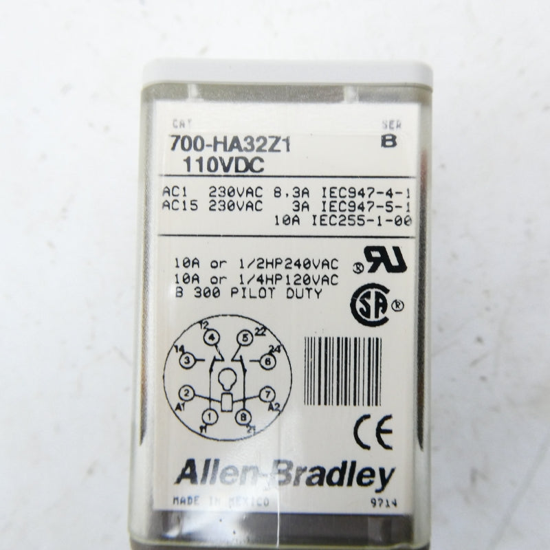ALLEN BRADLEY 700-HA32Z1 SER. B 110VDC 10A (GY/BL) NSMP