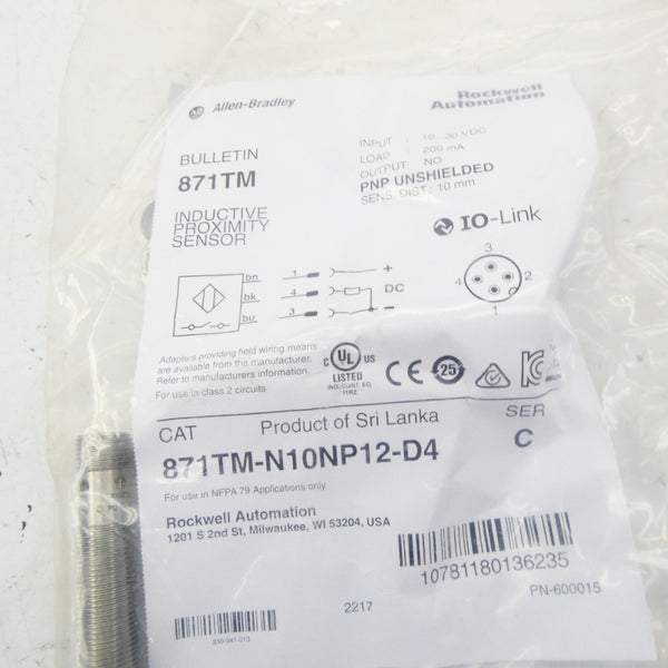 ALLEN BRADLEY 871TM-N10NP12-D4 SER. C 10-30VDC NSMP