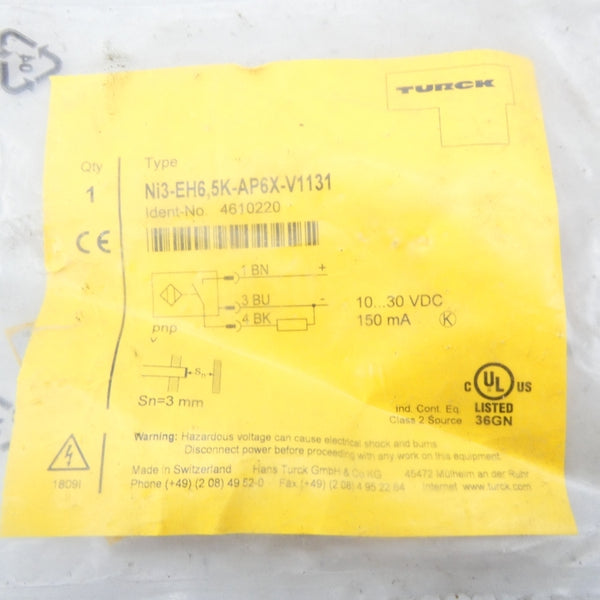 TURCK NI3-EH6.5K-AP6X-V1131 4610220 10-30VDC NSMP