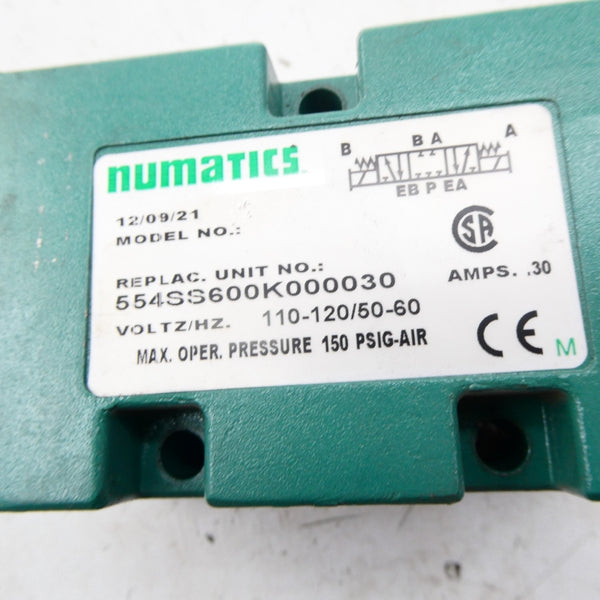 NUMATICS 554SS600K000030 110-120V .30A 150PSI (AS PICTURED) NSNP