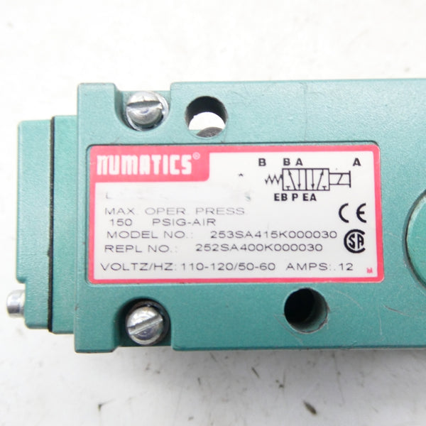 NUMATICS 252SA400K000030 110-120V .12A 150PSI NSNP